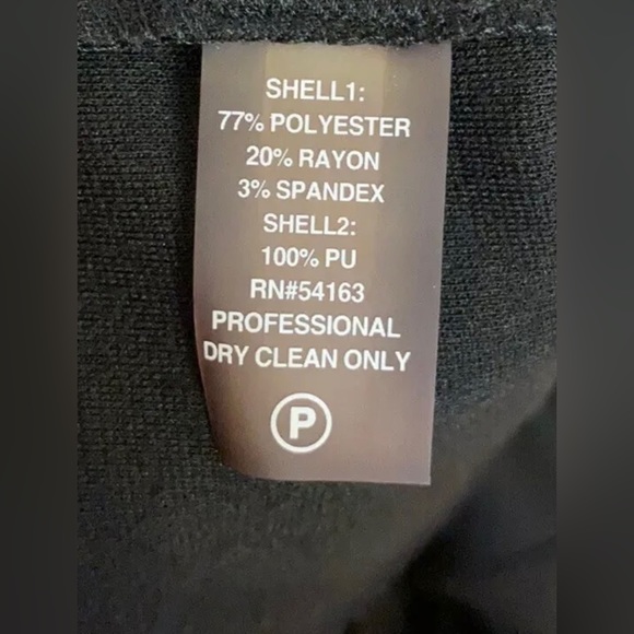 CALVIN KLEIN Petite Faux Leather Trim Peplum Sheath Dress in Black Sz. 6P - NWT - Picture 10 of 10